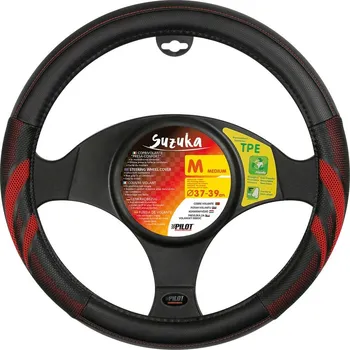 Potah na volant Lampa Suzuka potah volantu 37-39 cm černý/červený