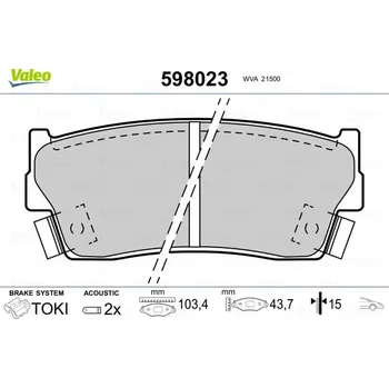 Brzdová destička Sada brzdových destiček, kotoučová brzda VALEO 598023