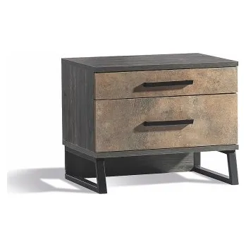Noční stolek Noční stolek se šuplíky Falko - dub rebap/bronz