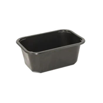 Jednorázové nádobí Miska zatavovací polévková 137x96x66mm 1-dílná/500ml APP černá (bal.100ks)