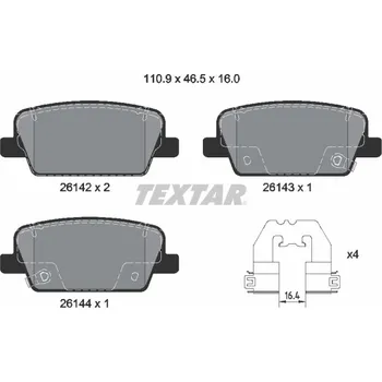 Brzdová destička Sada brzdových destiček, kotoučová brzda TEXTAR 2614201