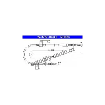 Brzdová hadice Lanko ruční brzdy ATE 24.3727-1823 (AT 581823)