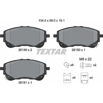 Brzdová destička Sada brzdových destiček, kotoučová brzda TEXTAR 2614901