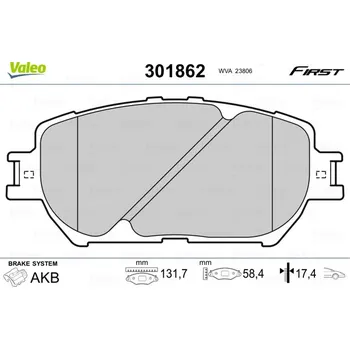 Brzdová destička Sada brzdových destiček, kotoučová brzda VALEO 301862