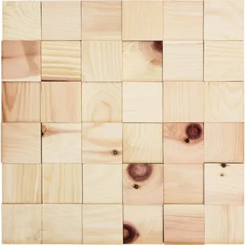 Wodewa BOROVICE 50, jednotlivé kusy 50 x 50 mm (0,0025 m²) nebo samolepící panel 300 x 300 mm (0,09 m²) - dřevěná mozaika 3D Kartáčovaný - bez povrch. úpravy 6 mm