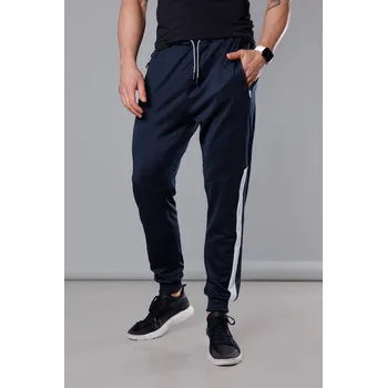 Tmavě modro-bílé pánské teplákové kalhoty se vsadkami (8K172) odstíny modré M