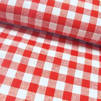 Dekorační látka - Kanafas červený obšití okrajů a našití stužky 140