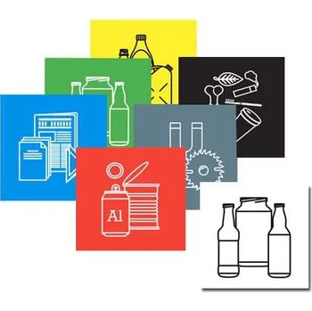 Odpadkový koš Samolepící etikety pro tříděný odpad - sada 7 ks