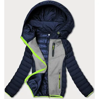 Tmavě modro-šedá dámská sportovní bunda s neonovými vsadkami (8M911-215) odstíny modré S (36)