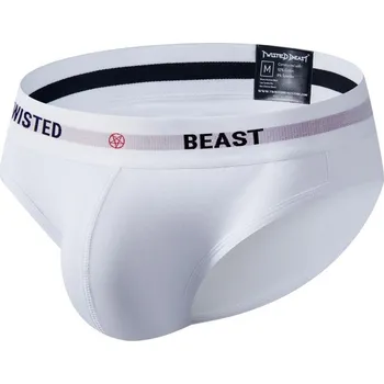 Slipy Slipy Twisted Beast Insignia Brief bílé XL, pánské bavlněné slipy