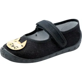 Dívčí bačkory RAWEKS Bačkůrky botičky balerínky FLEXIBLE Dorotka D30 černé s kočkou velikost: 35