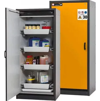 Bezpečnostní skříň na chemikálie 30 min., 4 zásuvky, š. 864 mm, dveře žluté