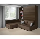 Nabytekmorava Motorová sklápěcí postel s pohovkou VS 21066 180x200 cm barevné kombinace: Ořech / dveře ořech, barva pohovky: Savana hnědá