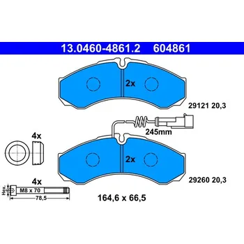 Brzdová destička Sada brzdových destiček, kotoučová brzda ATE 13.0460-4861.2