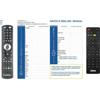 Dálkový ovladač General ALMA 1660 - náhradní dálkový ovladač