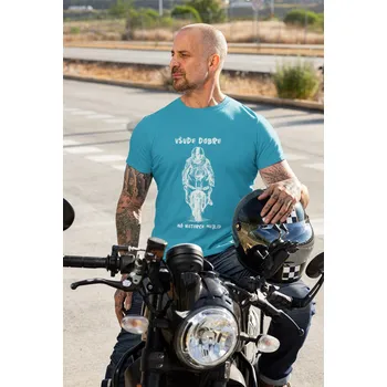 Pánská móda Pánske tričko Všude dobře na motorce nejlíp Barva: Tyrkysová, Velikost: 4XL