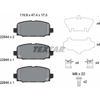 Brzdová destička Sada brzdových destiček, kotoučová brzda TEXTAR 2284401