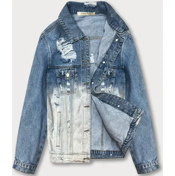 Světle modrá dámská džínová bunda typu "ombre" (LG396) odstíny modré S (36)