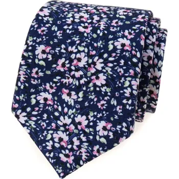 Kravata Kravata Avantgard - modrá / pudrové květy