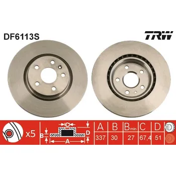 Brzdový kotouč Brzdový kotouč TRW DF6113S