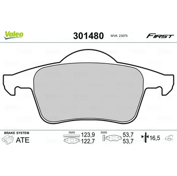 Brzdová destička Sada brzdových destiček, kotoučová brzda VALEO 301480