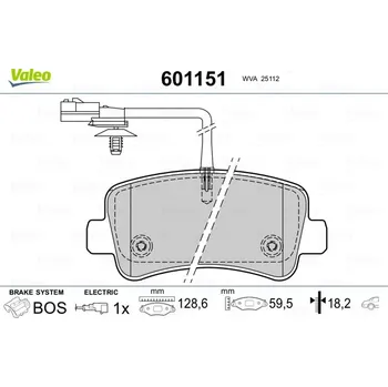 Brzdová destička Sada brzdových destiček, kotoučová brzda VALEO 601151