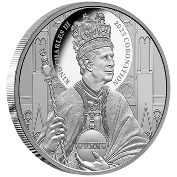Stříbrná mince Král Karel III. - Portrét korunovace 1 Oz (H.M.King Charles III.) 2023 PROOF