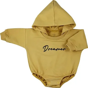 Kojenecký body Kojenecké teplákové body baggy s kapucí Koala Dreamer hořčicová, vel. 62 (3-6m)