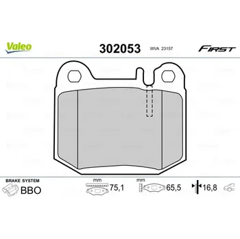 Brzdová destička Sada brzdových destiček, kotoučová brzda VALEO 302053