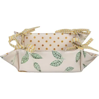 chlebník Bavlněný košík na pečivo s motivem citrónů Lemons &amp; Leafs - 35*35*8 cm