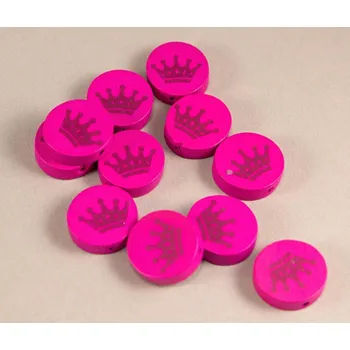 klip na dudlíky Dřevěný korálek na dudlík s korunkou - tmavě růžová ostrá - rozměr 2 cm x 0,6 cm