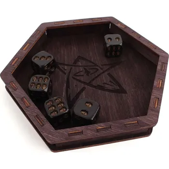 Příslušenství k deskovým hrám Myší Doupě Dice Tray - Dřevěný mořený (Cthulhu)