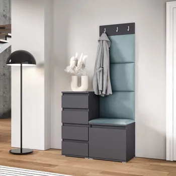 Předsíňová stěna Předsíňová stěna Emi 36 - grafit Barva panelů: Pastelová modrá - Trinity 22