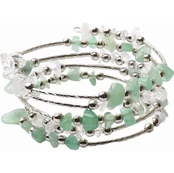 Náramek Křišťál a ocel s avanturínem módní náramek široký wrap obvod cca 16 až 24 cm