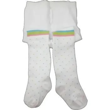 Punčocháče dětské bavlna - BAREVNÉ TEČKY bílé - vel.68-74