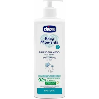 Šampon CHICCO Šampon na vlasy a tělo s&nbsp;dávkovačem Baby Moments 92 % přírodních složek 500 ml