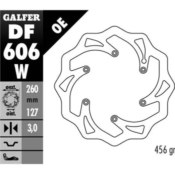 Brzda pro motocykl GALFER přední brzdový kotouč KTM SX/EX, HUSABERG,HUSQVARNA,GAS GAS WAVE (260X127X3mm) (vzor KTM) (GALFER přední brzdový kotouč KTM SX/EX, HUSABERG,HUSQVARNA,GAS GAS WAVE (260X127X3mm) (vzor KTM))