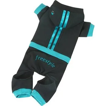 Obleček pro psa Teplákovka Freestyle - černá/tyrkysová XS