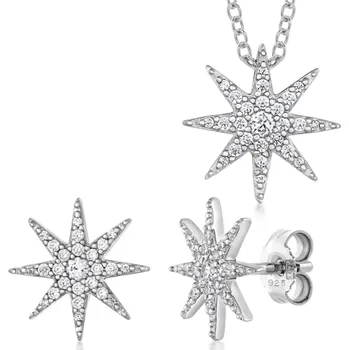 Souprava šperků SOFIA stříbrný set náušnice, přívěsek a řetízek CK30706546109G+CK40706546109G