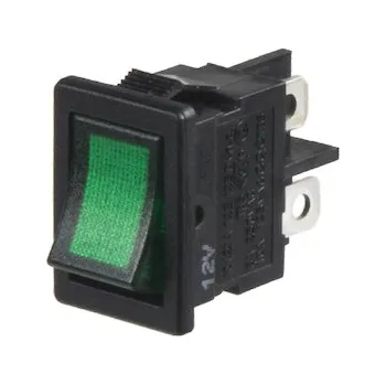 Auto elektroinstalace Spínač kolébkový hranatý 10A zelený s podsvícením, STM 47031