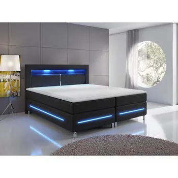Postel Galway boxpringová manželská postel s LED osvětlením 180 x 200 cm