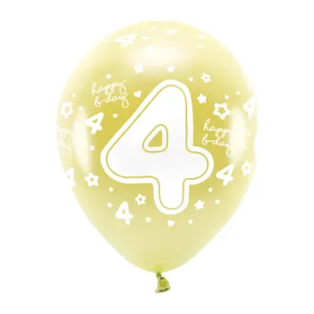 Balónek Metalické balóny ECO 33cm s číslom 4, zlaté 6v1