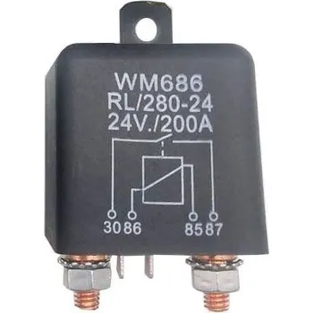 Auto elektroinstalace Spínací relé - 24V 200A 4výv. - s úchytem