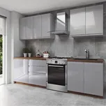 Kuchyňská linka Aspen 260 cm - šedý lesk