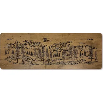 Obraz Li-Go "Chata v horách" světelný obraz s baterií 120x40cm varianta: ovládání na obraze včetně dálkového ovladače, provedení: dub