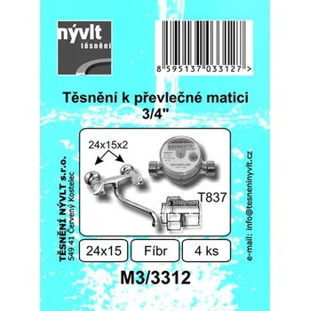 Ventil PROTIMEX Sada těsnění fíbr k převlečné matici 3/4, 16x24x2, 4 ks