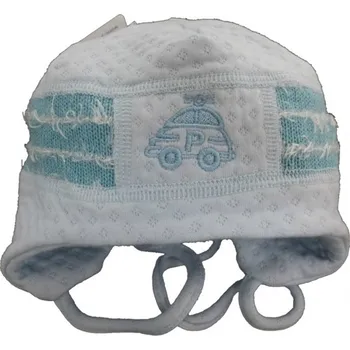 Čepice Čepice kojenecká bavlna s pleteninou - AUTÍČKO modrá - vel.62