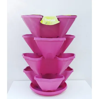 Květináč Plastkon Stojací i závěsný květináč kaskáda Trelista 48x35 cm čtyřstupňový fuchsiový