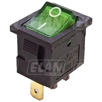 Auto elektroinstalace Vypínač kolébkový - obdélník zelený
