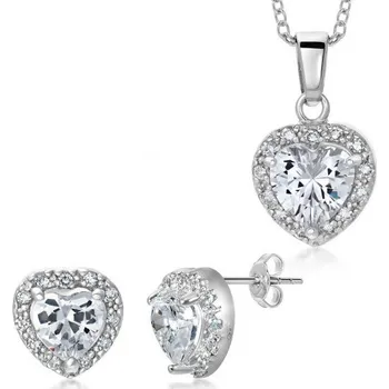 Souprava šperků SOFIA stříbrný set náušnice, přívěsek a řetízek COPZB45568+COEZB45567